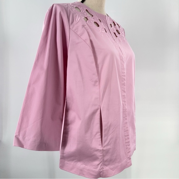Bob Mackie Wearable Art Pink Floral Cutout Embroidered Jacket Women’s Size Small - Picture 3 of 14